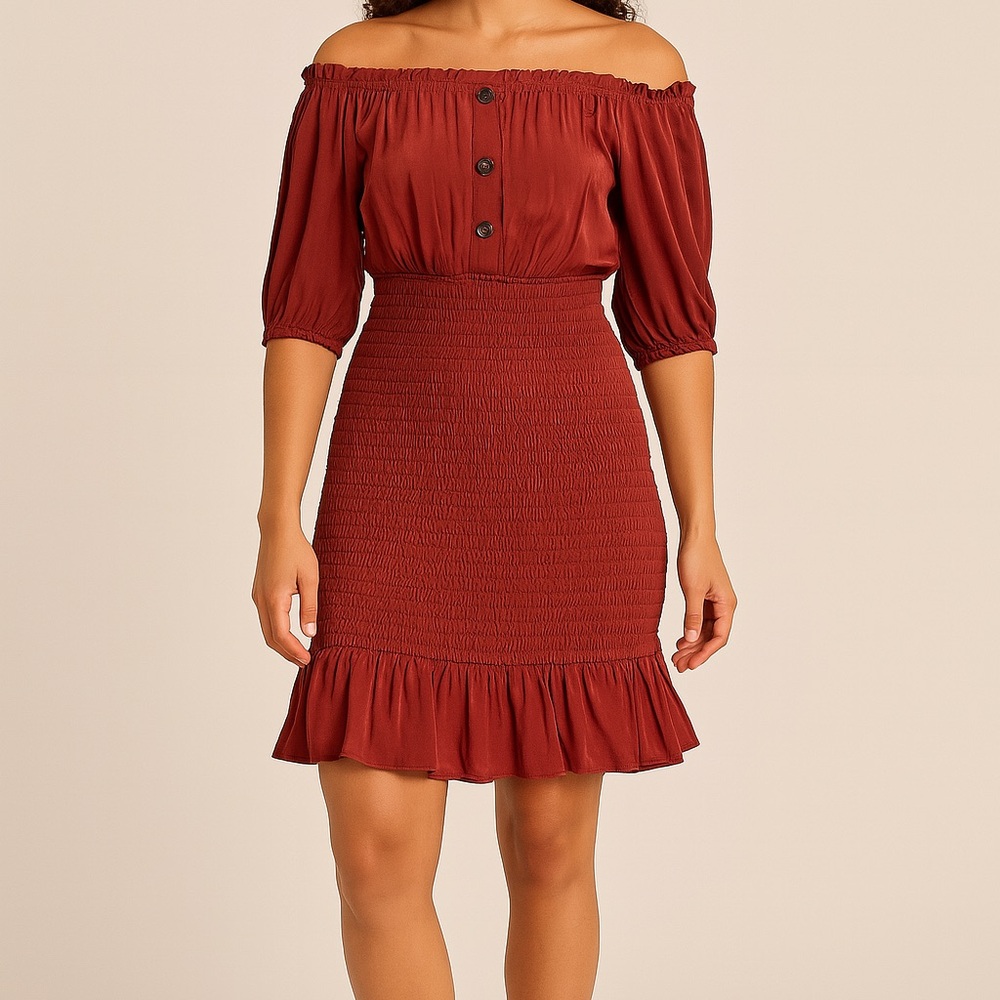 Off-Shoulder Smocked Mini Dress or Tunic | Size Small